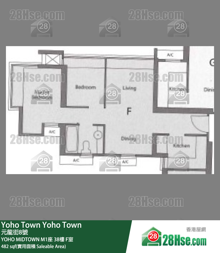YOHO MIDTOWN M1座38樓 F室 平面圖