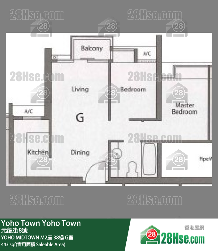 YOHO MIDTOWN M2座38樓 G室 平面圖