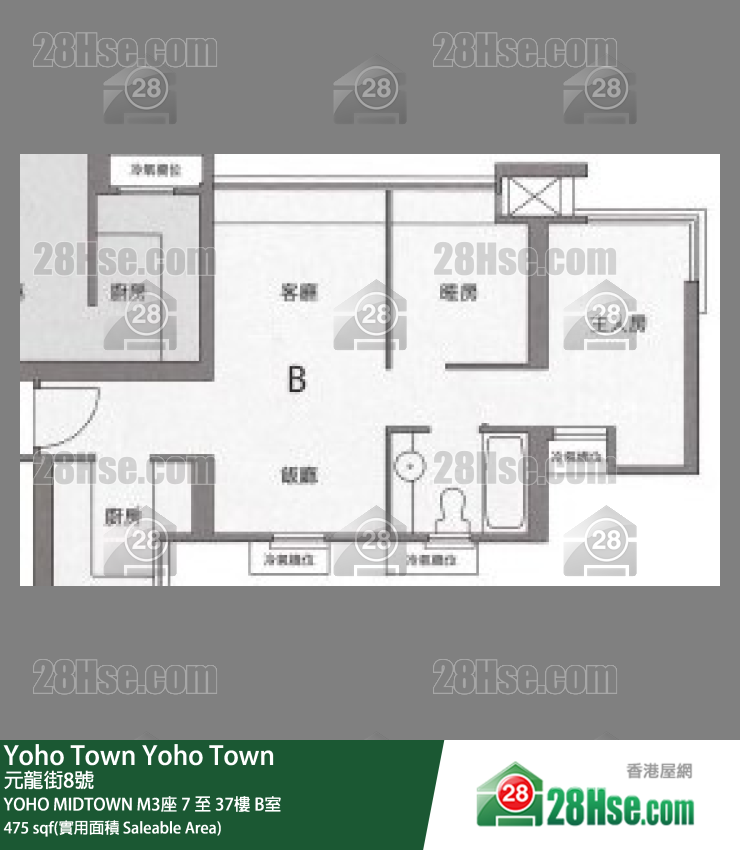 YOHO MIDTOWN M3座21樓 B室 平面圖