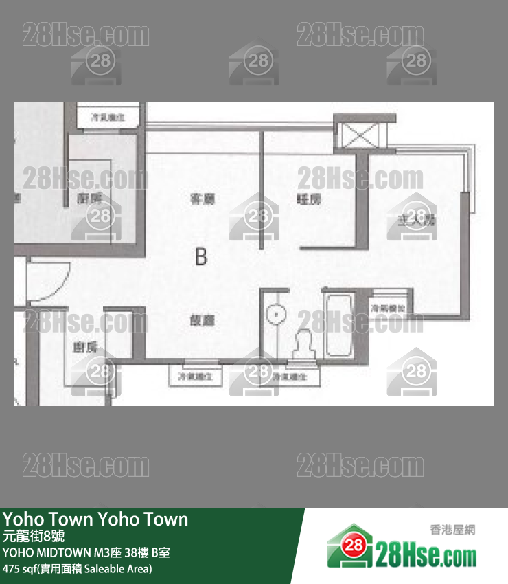 Yoho Midtown,  Flat B, 38/f, Tower M3 FloorPlan