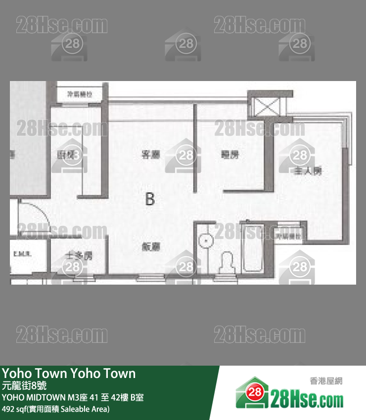 YOHO MIDTOWN M3座42樓 B室 平面圖