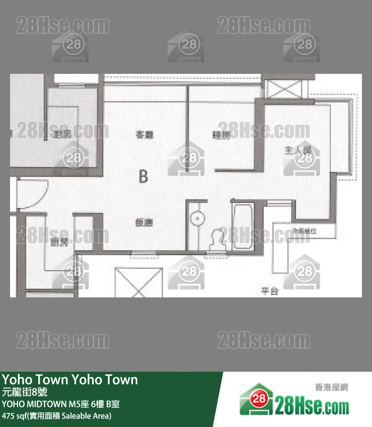 YOHO MIDTOWN M5座6樓 B室 平面圖