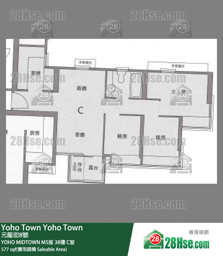 YOHO MIDTOWN M5座38樓 C室 平面圖