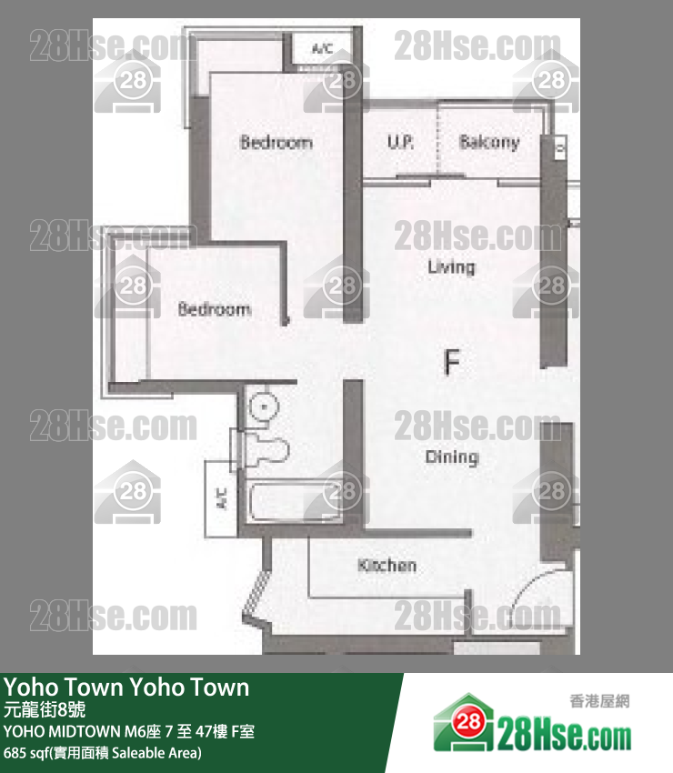 YOHO MIDTOWN Yoho Midtown M6座 33樓 F室 平面圖