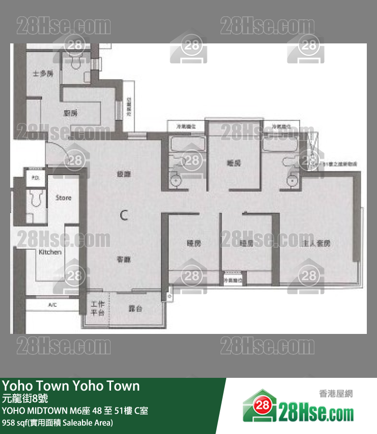 YOHO MIDTOWN M6座49樓 C室 平面圖