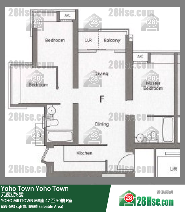YOHO MIDTOWN M8座49樓 F室 平面圖