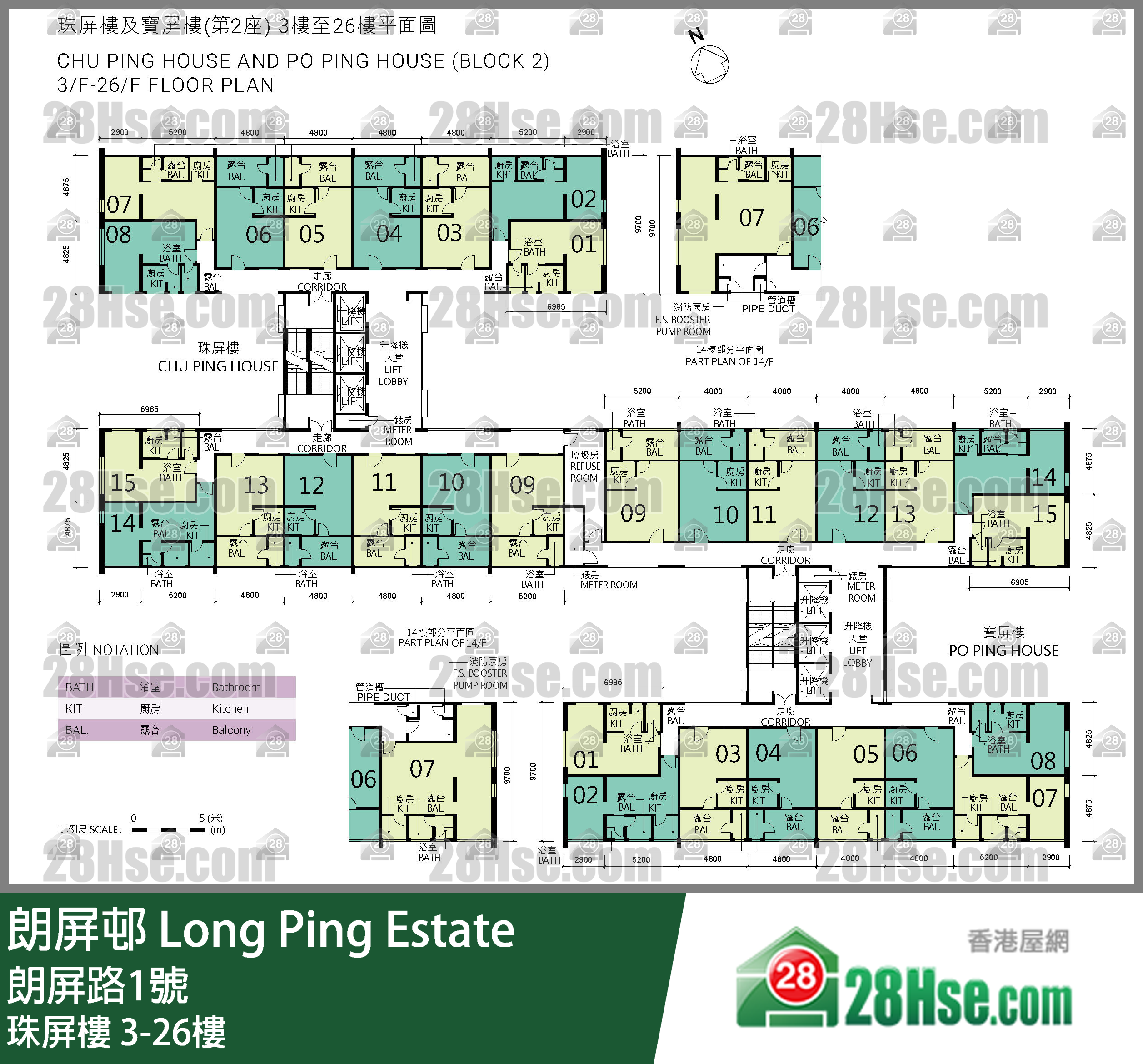 珠屏楼 3-26楼 平面图