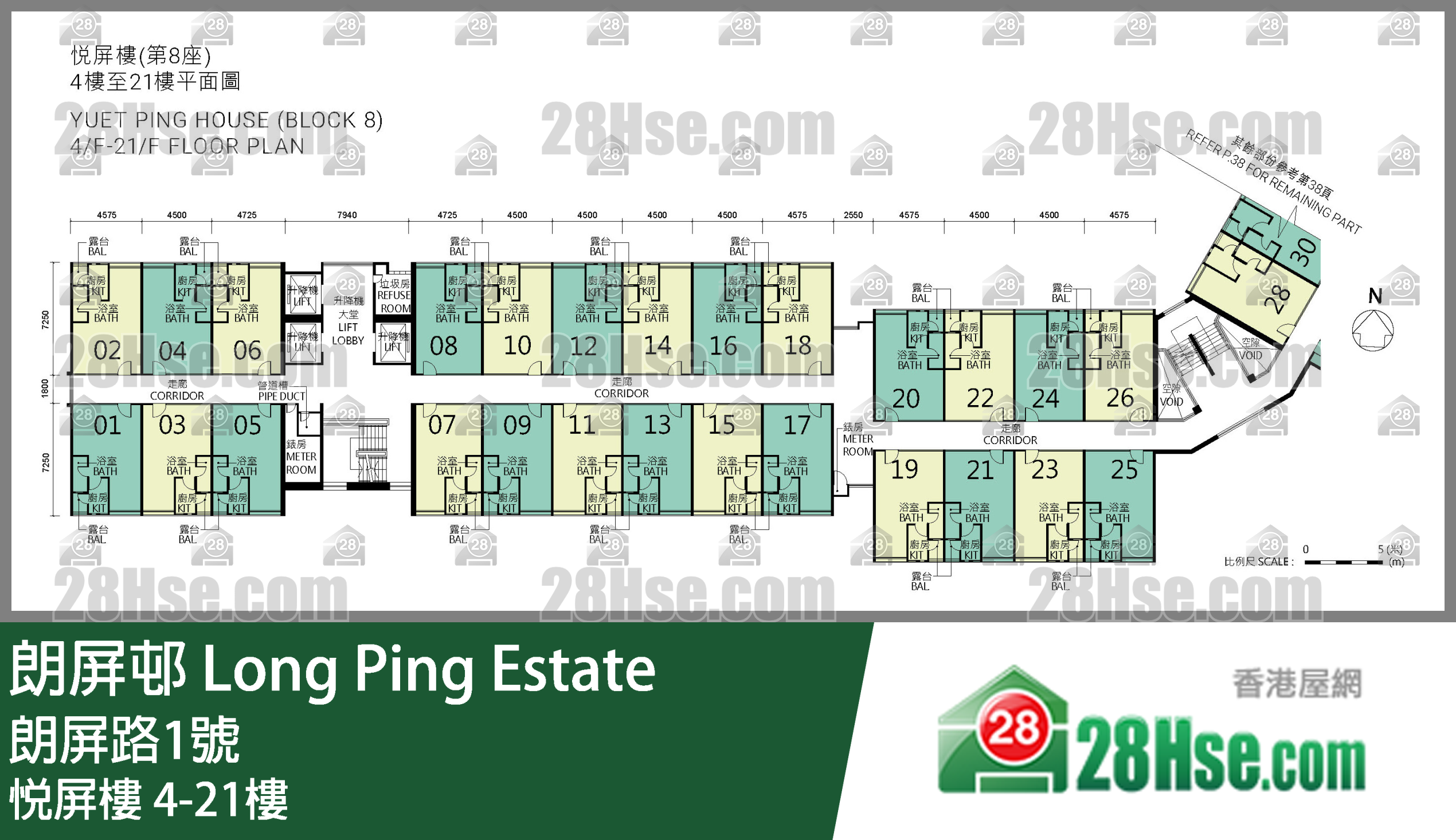 悦屏楼 4-21楼 平面图