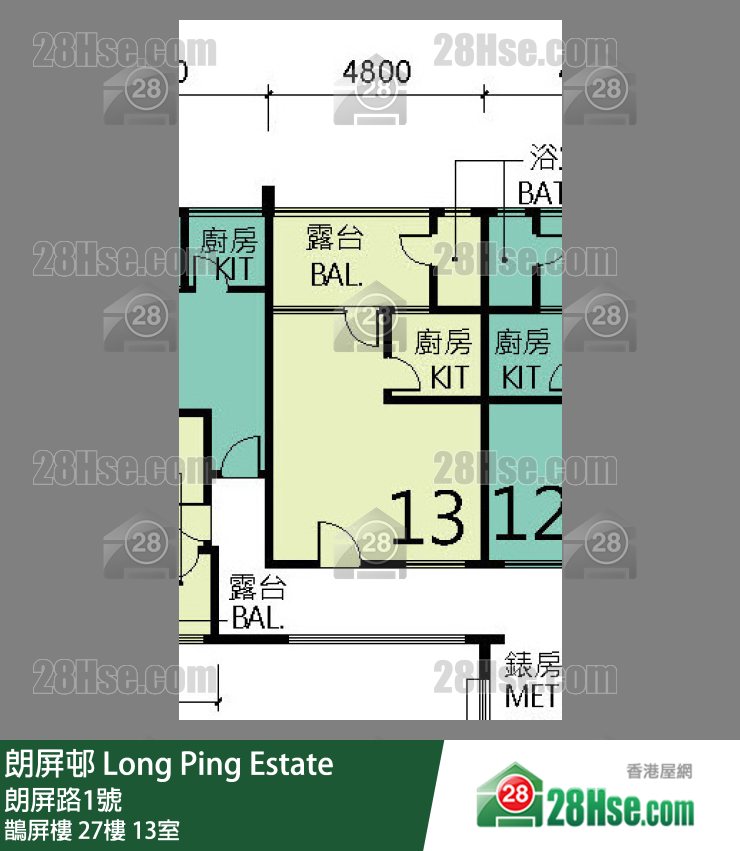 朗屏邨 鵲屏樓27樓 13室 平面圖