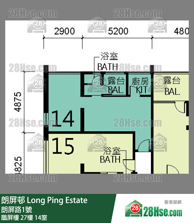 朗屏邨 鵲屏樓27樓 14室 平面圖