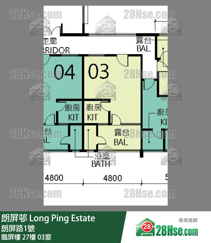 朗屏邨 鵲屏樓27樓 03室 平面圖