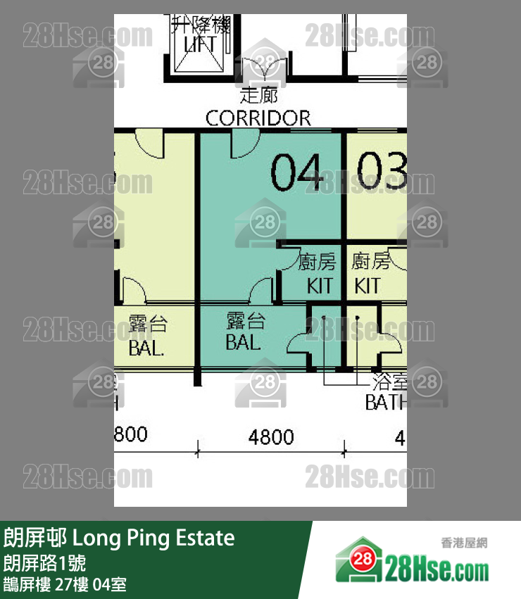 朗屏邨 鵲屏樓27樓 04室 平面圖