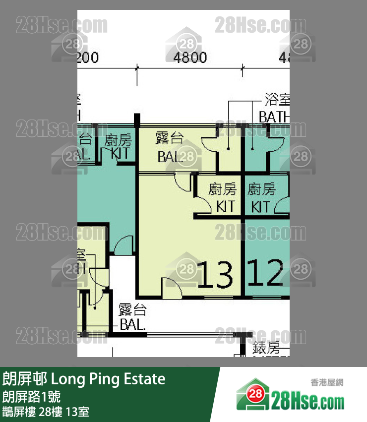 朗屏邨 鵲屏樓28樓 13室 平面圖