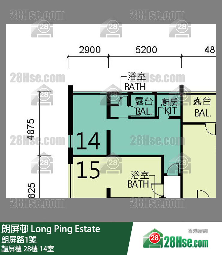 朗屏邨 鵲屏樓28樓 14室 平面圖