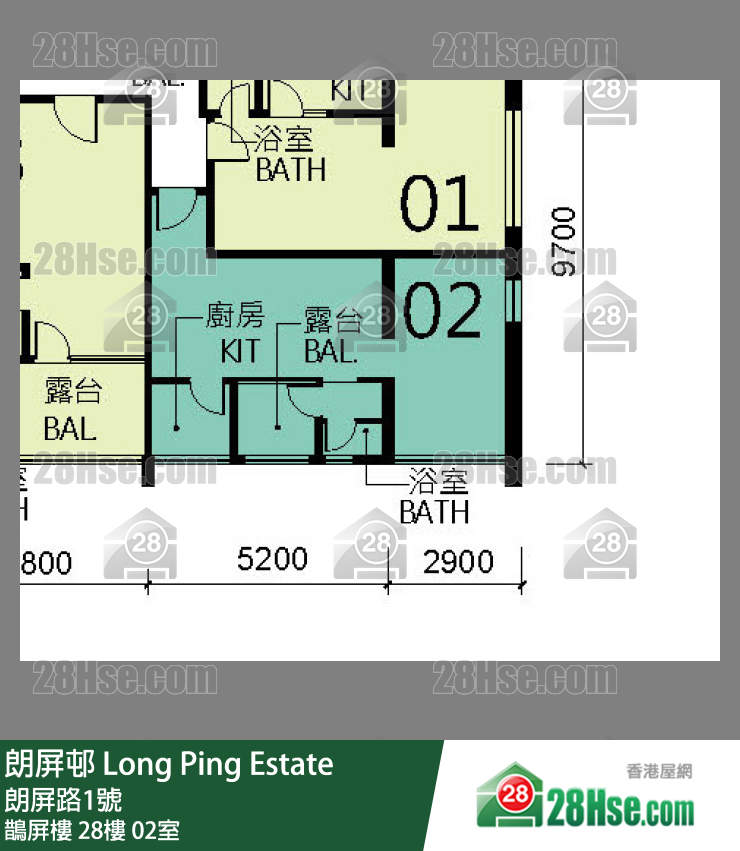朗屏邨 鹊屏楼28楼 02室 平面图