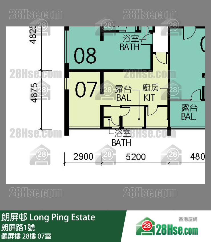 朗屏邨 鵲屏樓 28樓 07室 平面圖