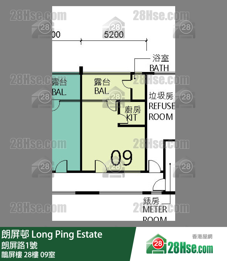 朗屏邨 鹊屏楼28楼 09室 平面图