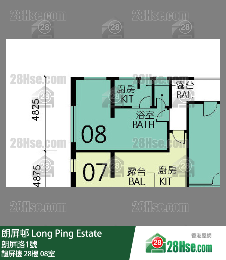朗屏邨 鵲屏樓28樓 08室 平面圖
