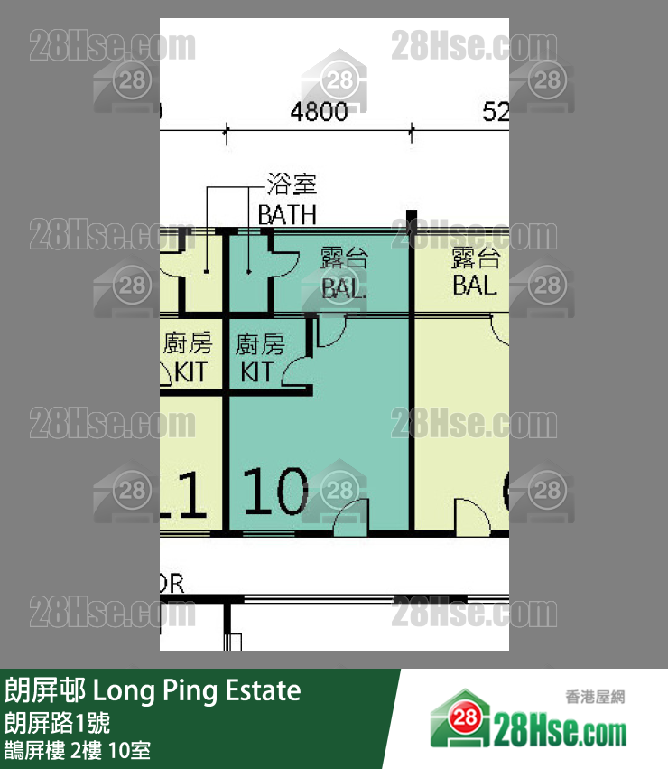 朗屏邨 鵲屏樓 2樓 10室 平面圖