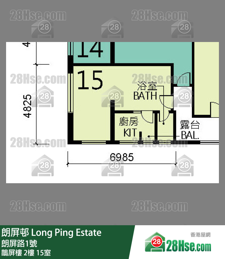 朗屏邨 鵲屏樓 2樓 15室 平面圖