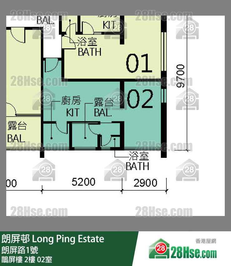朗屏邨 鹊屏楼2楼 02室 平面图