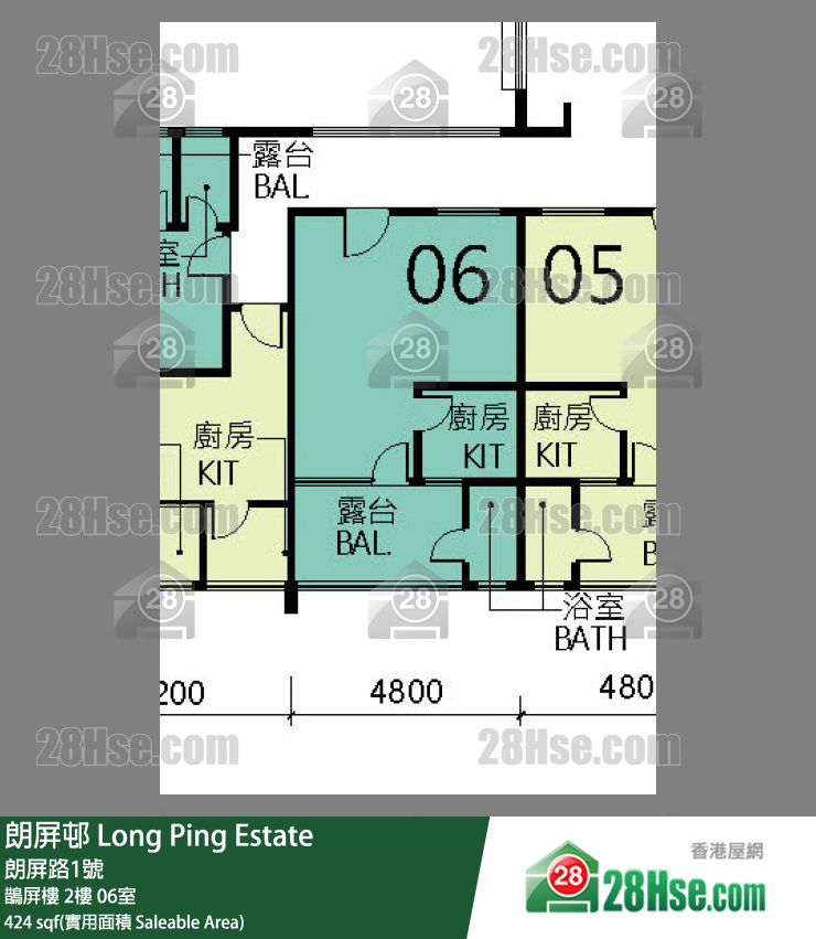 朗屏邨 鵲屏樓 2樓 06室 平面圖