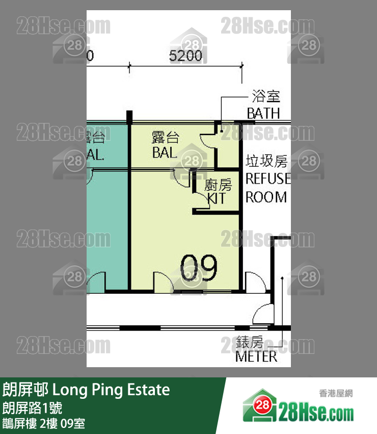 朗屏邨 鵲屏樓2樓 09室 平面圖