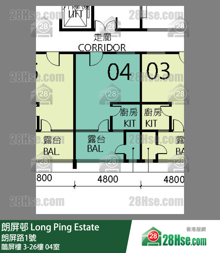 朗屏邨 鵲屏樓 10樓 04室 平面圖