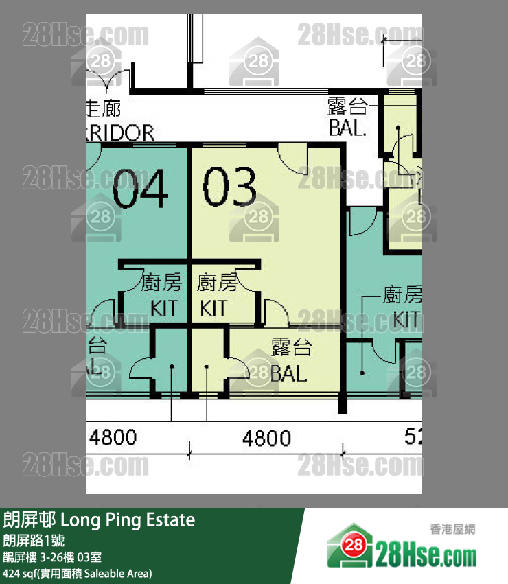 朗屏邨 鵲屏樓13樓 03室 平面圖