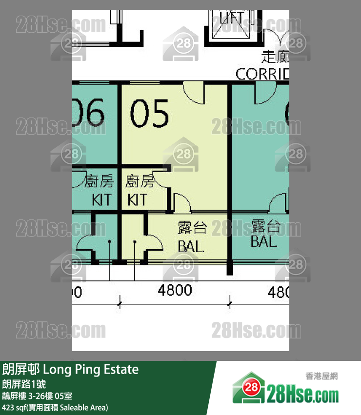 朗屏邨 鵲屏樓10樓 05室 平面圖