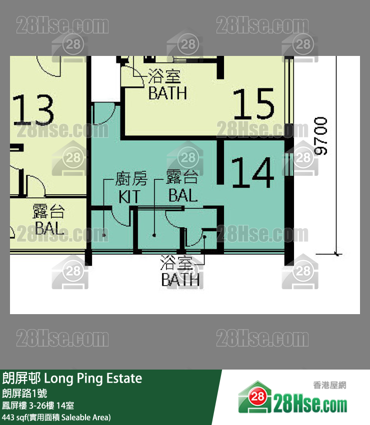 朗屏邨 鳳屏樓18樓 14室 平面圖