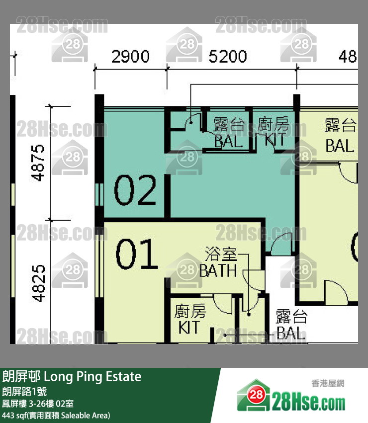 朗屏邨 鳳屏樓19樓 02室 平面圖