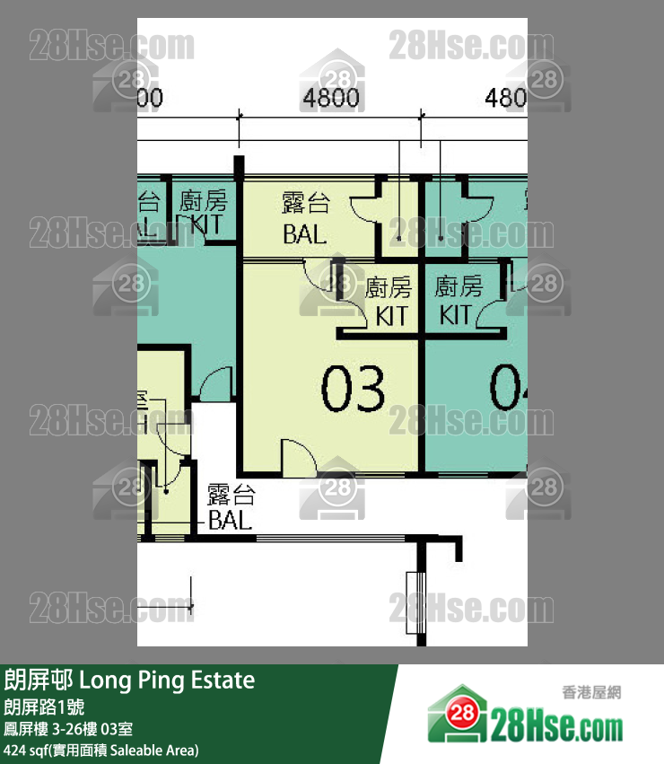 朗屏邨 鳳屏樓19樓 03室 平面圖