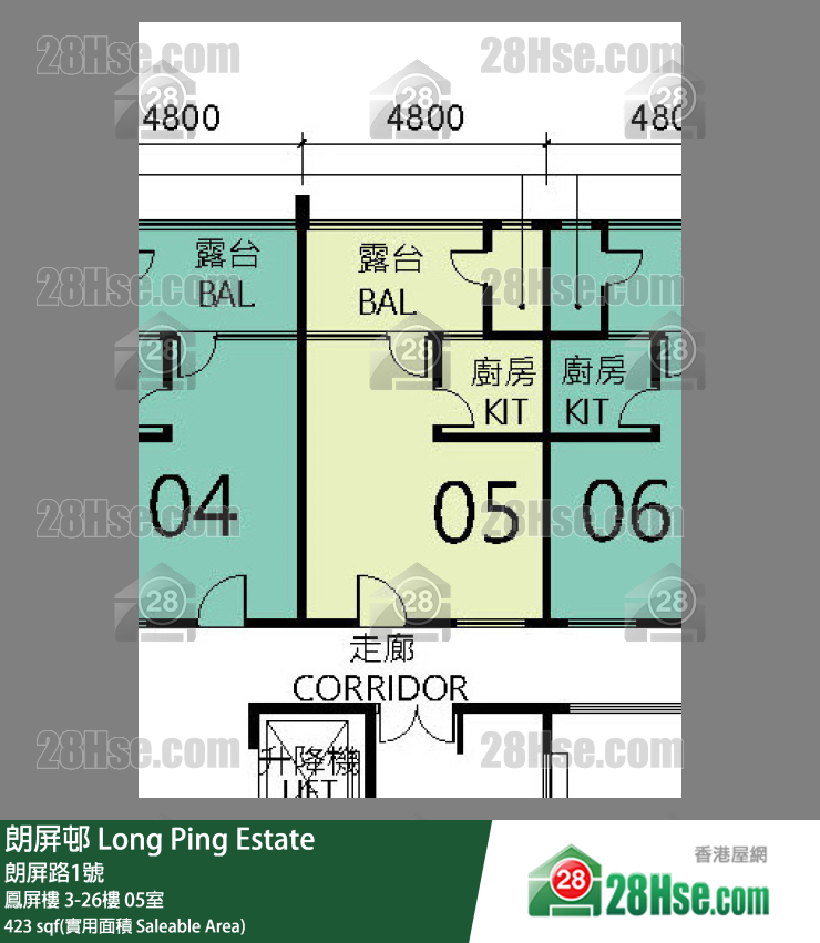 朗屏邨 鳳屏樓17樓 05室 平面圖