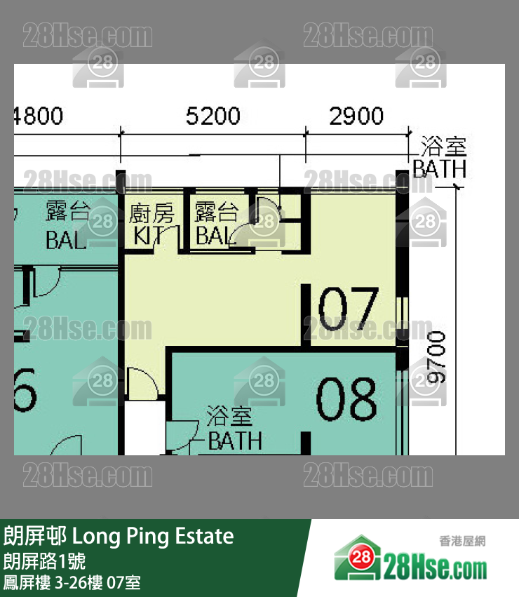 朗屏邨 鳳屏樓19樓 07室 平面圖