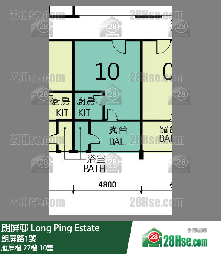 朗屏邨 雁屏樓27樓 10室 平面圖