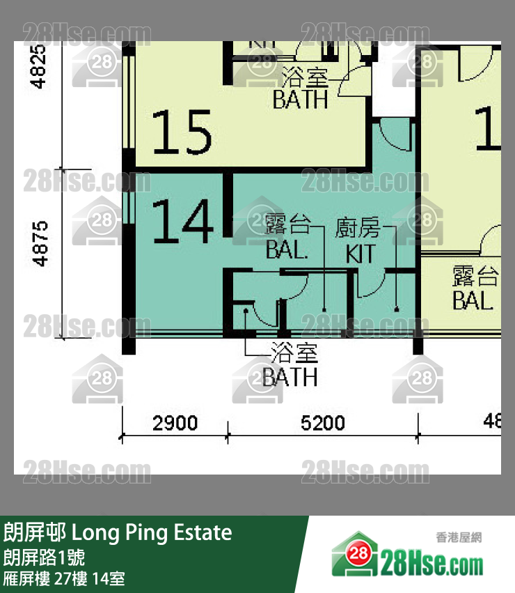 朗屏邨 雁屏樓27樓 14室 平面圖