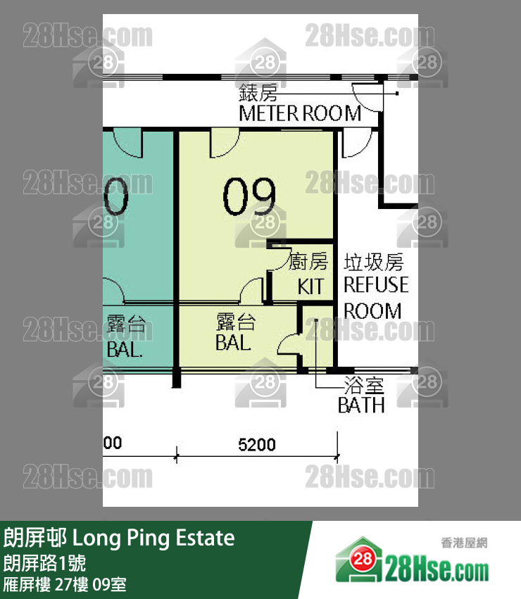 朗屏邨 雁屏樓27樓 09室 平面圖