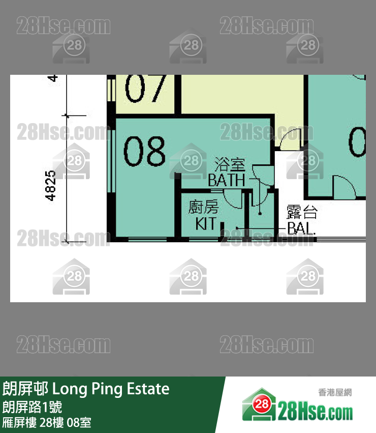 朗屏邨 雁屏樓28樓 08室 平面圖