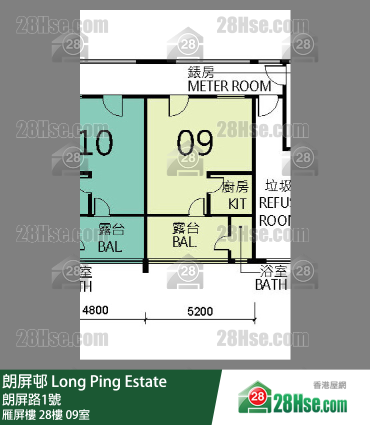 朗屏邨 雁屏樓28樓 09室 平面圖