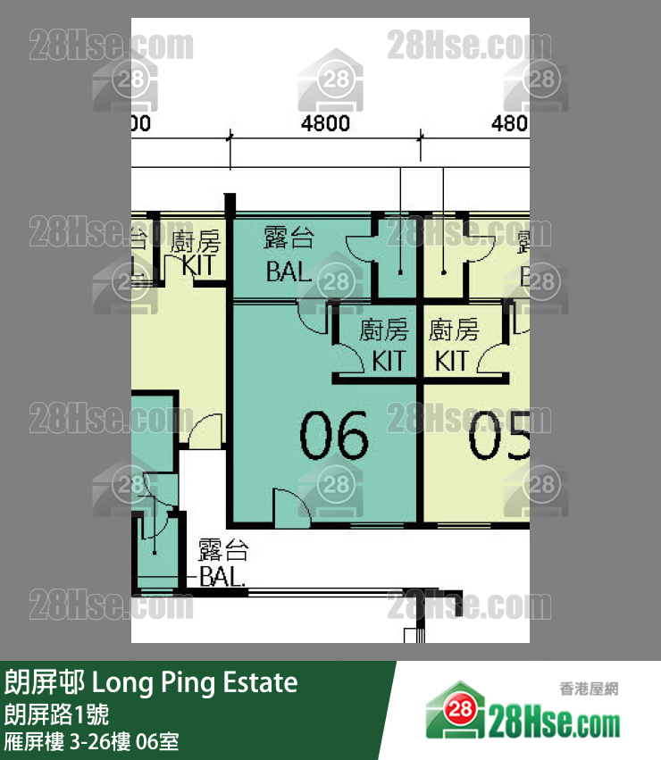 朗屏邨 雁屏樓14樓 06室 平面圖