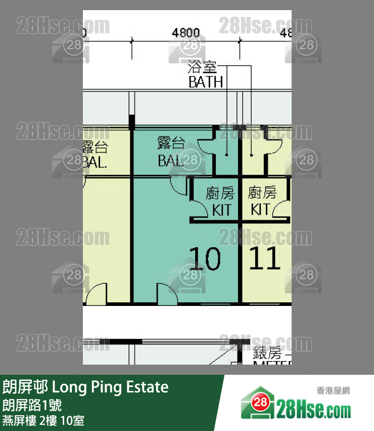 朗屏邨 燕屏樓 2樓 10室 平面圖