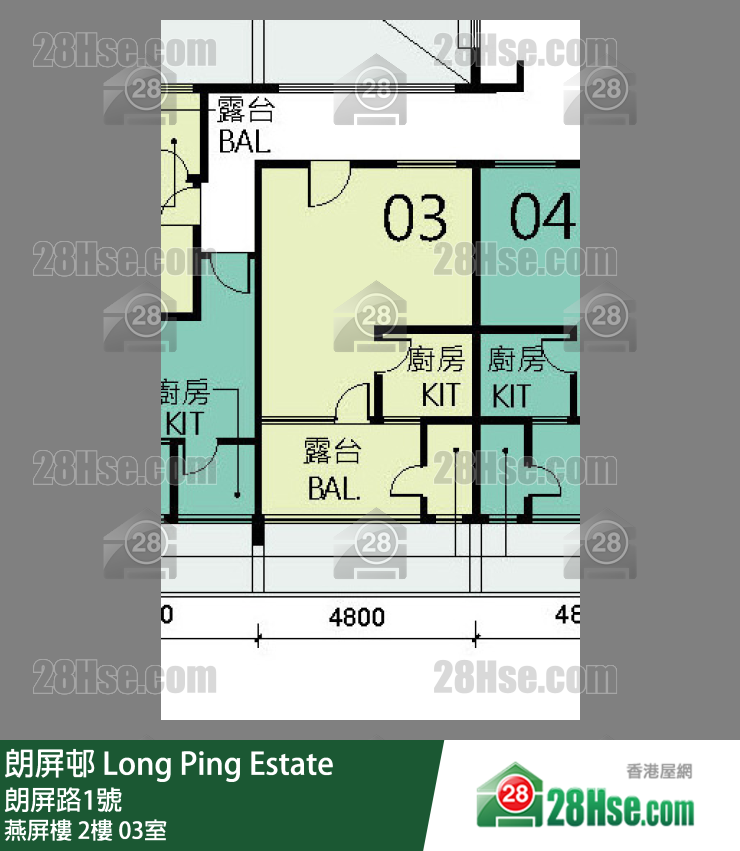朗屏邨 燕屏樓2樓 03室 平面圖