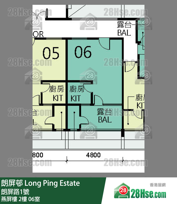 朗屏邨 燕屏樓2樓 06室 平面圖