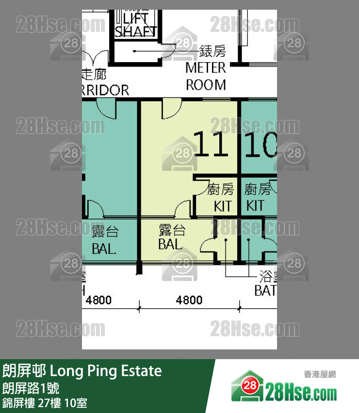 朗屏邨 錦屏樓27樓 10室 平面圖