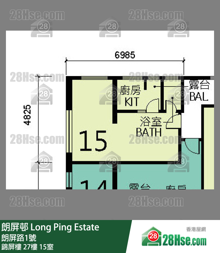 朗屏邨 錦屏樓27樓 15室 平面圖