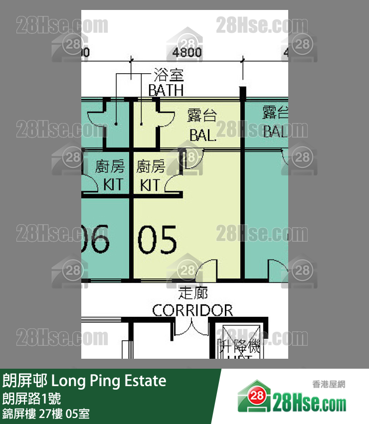 朗屏邨 錦屏樓27樓 05室 平面圖