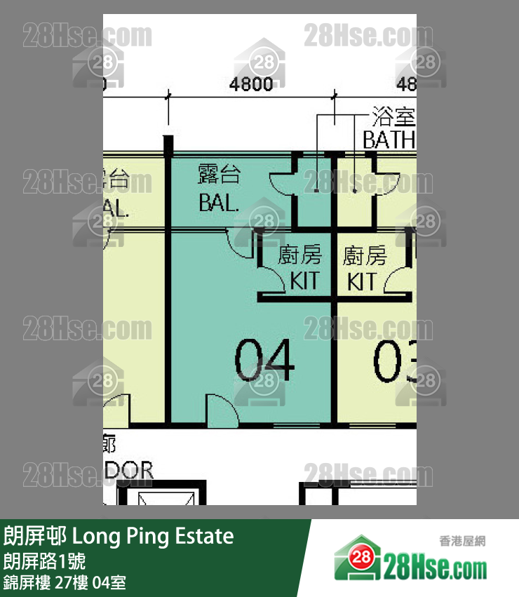 朗屏邨 錦屏樓27樓 04室 平面圖