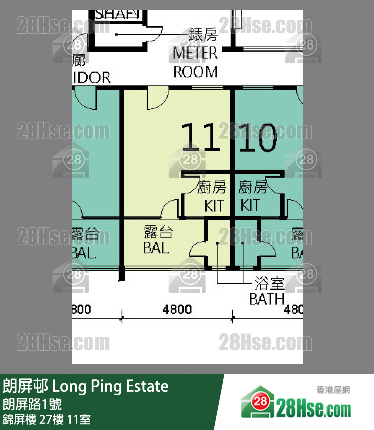 朗屏邨 錦屏樓27樓 11室 平面圖