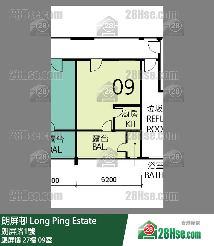 朗屏邨 錦屏樓27樓 09室 平面圖